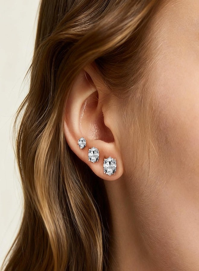 طقم أقراط من الفولاذ المقاوم للصدأ مكون من 6 أزواج، 3-8 مم، فضي 316L مضاد للحساسية، مرصع بالزركونيا المكعبة، هدية مجوهرات للنساء والرجال - Image 4